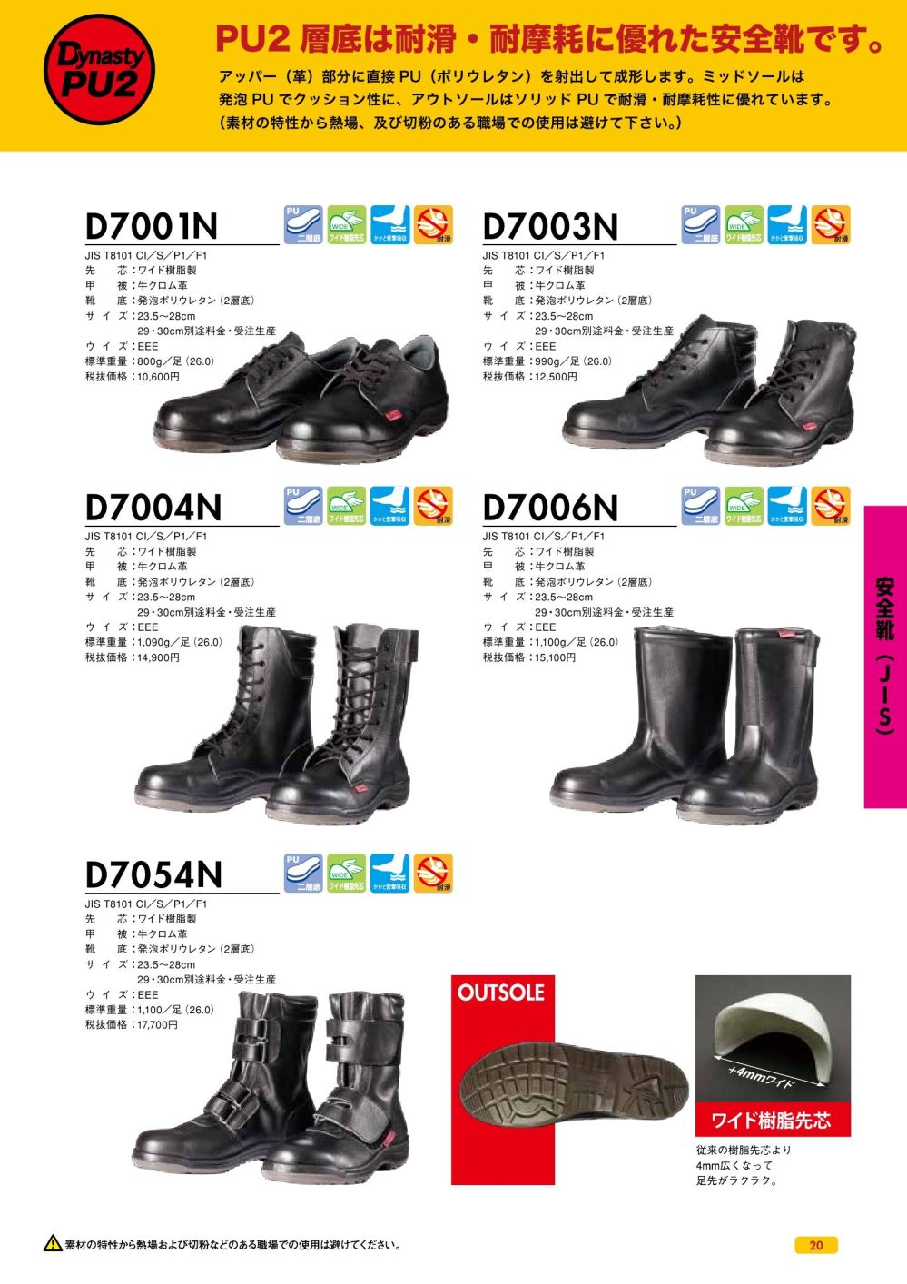 ドンケル 静電安全靴 D7001N静電 短靴 ダイナスティPU2 ウレタン2層底
